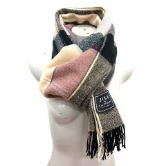 ジルバイジルスチュアート JILL by JILLSTUART マフラー ストール フリンジ チェック 黒 ブラック ベージュ /YK