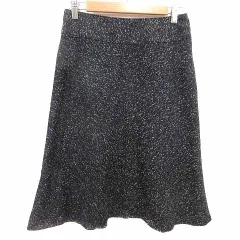23区 オンワード樫山 フレアスカート ひざ丈 ツイード ウール アンゴラ混 38 M 黒 ブラック /YK
