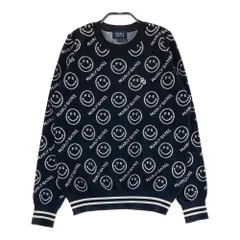 サイズ：1 PEARLY GATES パーリーゲイツ  長袖ニットセーター ニコちゃん 総柄 ブラック系 [240101650703] ゴルフウェア レディース ストスト