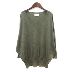 ユナイテッドアローズ UNITED ARROWS ニット カットソー Vネック 長袖 ウール カシミヤ混 緑 カーキ /MN