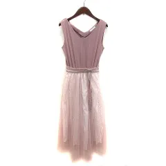 ウィルセレクション WILLSELECTION ワンピース ロング Vネック レース チュール 切替 ノースリーブ M ピンク /MS