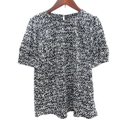 トゥービーバイアニエスベー To b. by agnes b. カットソー ラウンドネック ハート柄 半袖 38 M 黒 ブラック /AU