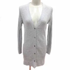 ロートレアモン LAUTREAMONT ロングカーディガン ニット Vネック 長袖 ウール カシミヤ混 38 M グレー /YK