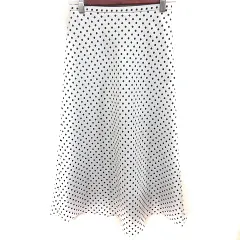 ストロベリーフィールズ STRAWBERRY-FIELDS スカート フレア ロング ドット 1 オフホワイト 黒 ブラック /RT