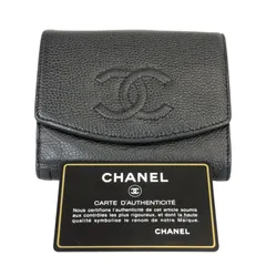 【人気・美品】CHANEL シャネル キャビアスキン ココマーク Wホック コンパクト 二つ折り 財布 10番台 ブラック ゴールド金具 メンズ レディース 2005～2006年製