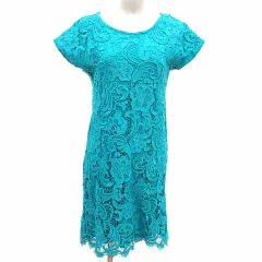 ビッキー VICKY ワンピース ひざ丈 総レース 半袖 1 S 緑 エメラルドグリーン /YK