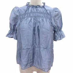 プロポーション ボディドレッシング PROPORTION BODY DRESSING ブラウス シャーリング フレアスリーブ 半袖 M 青 ブルー /YK