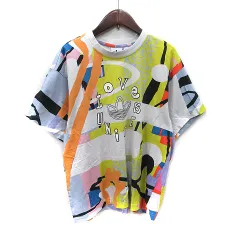 アディダス adidas Tシャツ カットソー 半袖 総柄 M マルチカラー /YI