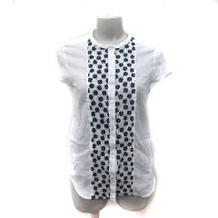 トゥモローランドコレクション TOMORROWLAND collection シャツ ブラウス 半袖 刺繍 38 M 白 ホワイト /YI