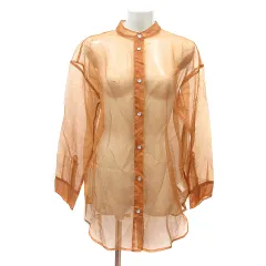 ジーナシス JEANASIS ブラウス 長袖 シアー F 茶 ブラウン /MN