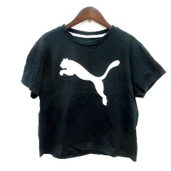 プーマ PUMA カットソー Tシャツ クルーネック 刺繍 半袖 L 黒 ブラック /MN
