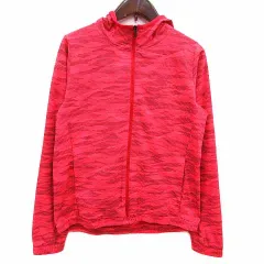 アディダス adidas パーカー ジップアップ フード 総柄 長袖 M 赤 レッド /YK