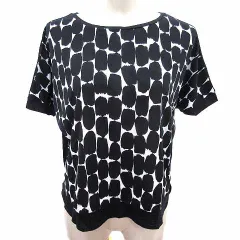 アナイ ANAYI カットソー 切替 総柄 半袖 38 M 黒 ブラック /YK