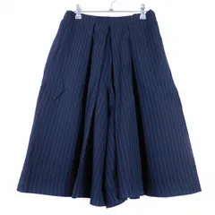 バビロン BABYLONE ハーフパンツ パンツ ショート ガウチョ タック ウエストゴム ストライプ 38 紺 ネイビー ボトムス /T2のサムネイル