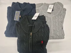 ポロ ラルフローレン ケーブルニット ハーフジップ ブラック/グレー/ネイビー