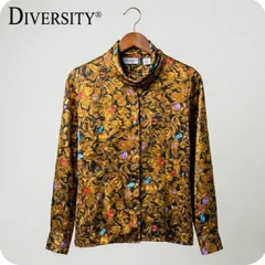 DIVERSITY バロック柄 カウルネック ブラウス レディース Mサイズ ヴィンテージ 古着 ジュエルモチーフ ヴィンテージプリント スカーフ柄 ポリシャツ 柄シャツ