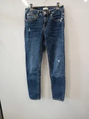 ピA549●PREMLUM DENIM COLLECTlON●ザラウーマンサロプレミアム，デニム，コレクション●デニムパンツ●スキニーローライズ●ストレッチダメージ加工●綿混●レディース●size EUR38 USA6 Mex28 M相当●青