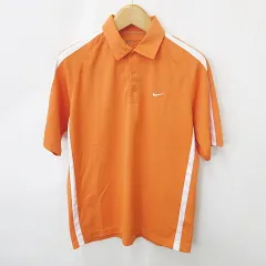 ナイキゴルフ NIKE GOLF シャツ ポロシャツ 半袖 切替 刺繍 オレンジ 白 ホワイト L