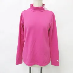 アディダス adidas ゴルフ スポーツウエア シャツ ハイネック 長袖 プリント ピンク 白 ホワイト L