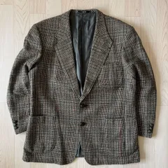 DAKS 日本製 ダークグリーン チェック柄 ウール スーツ テーラー ジャケット