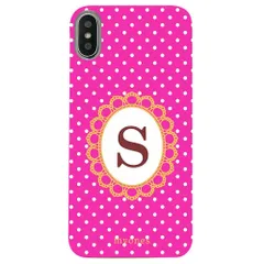 【新品未使用】iPhone11 Pro Max アイフォン11プロマックス クリア ハードケース ( 水玉模様  イニシャルS ) ピンク ドット 水玉 イニシャル アルファベット