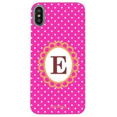 【新品未使用】iPhone14 Pro アイフォン14プロ クリア ハードケース ( 水玉模様  イニシャルE ) ピンク ドット 水玉 イニシャル アルファベット