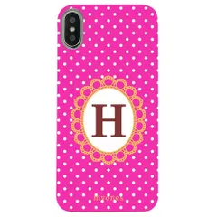 【新品未使用】iPhone11 Pro Max アイフォン11プロマックス クリア ハードケース ( 水玉模様  イニシャルH ) ピンク ドット 水玉 イニシャル アルファベット