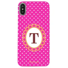 【新品未使用】iPhone11 Pro Max アイフォン11プロマックス クリア ハードケース ( 水玉模様  イニシャルT ) ピンク ドット 水玉 イニシャル アルファベット