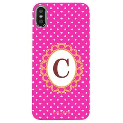 【新品未使用】iPhone13 アイフォン13 クリア ハードケース ( 水玉模様  イニシャルC ) ピンク ドット 水玉 イニシャル アルファベット