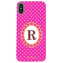 【新品未使用】iPhone11 Pro Max アイフォン11プロマックス クリア ハードケース ( 水玉模様  イニシャルR ) ピンク ドット 水玉 イニシャル アルファベット