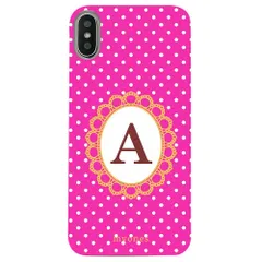 【新品未使用】iPhone15 Pro アイフォン15プロ クリア ハードケース ( 水玉模様  イニシャルA ) ピンク ドット 水玉 イニシャル アルファベット