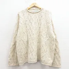 XL/古着 長袖 アラン フィッシャーマン ケーブル セーター メンズ ウール モックネック ハイネック アイルランド製 生成り【spe】 26feb12