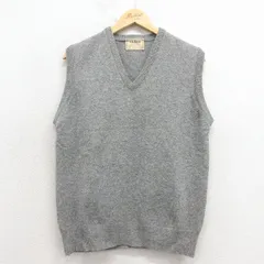 M/古着 エルエルビーン ニット ベスト メンズ 80年代 80s 無地 ラムウール Vネック USA製 グレー 霜降り 26feb12