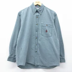 L/古着 ビューグルボーイ 長袖 シャツ メンズ 00年代 00s ワンポイントロゴ コットン ボタンダウン 緑系 26feb12