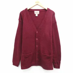 M/古着 ウールリッチ 長袖 ニット カーディガン メンズ 00年代 00s ウール エンジ 26feb12