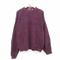 L/古着 バンヒューセン 長袖 セーター メンズ 90年代 90s クルーネック 赤他 26feb13