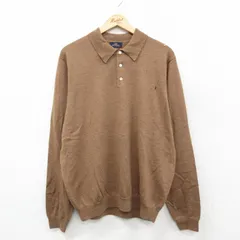 L/古着 ブルックスブラザーズ 長袖 ブランド セーター メンズ 襟付き メリノウール 茶系 26feb13