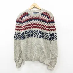 S/古着 長袖 ノルディック セーター メンズ 90年代 90s 雪柄 ウール クルーネック USA製 薄グレー他 26feb13