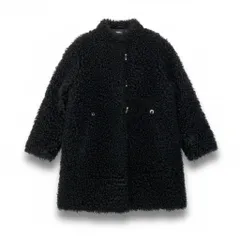 18c21 EMBA エンバ カルガンラム ロングファーコート サイズF ブラック 本毛皮 Real Fur Coat プードルファーt18r