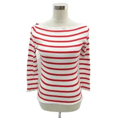 ラルフローレン RALPH LAUREN カットソー M 赤 レッド ボーダー柄 ボートネック 七分袖 /SM24 ■ECA002