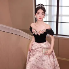 【送料込み】2026新款 新作 ドレス フォーマル ワンショルダー 黒 ブラック Aライン 結婚式 二次会 パーティー 軽奢感 上品 大人 レディース 高級感 華やか お呼ばれ 司会 ステージ 婚約披露宴 ビジネス フォーマル XS-XXXL
