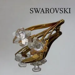 SWAROVSKI スワロフスキー ブローチ フラワーモチーフ ゴールド×クリア