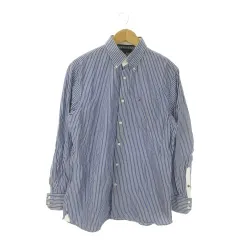 トミーヒルフィガー TOMMY HILFIGER シャツ XL 紺 ネイビー 白 ホワイト ストライプ柄 ボタンダウンカラー 長袖 /AO21 ■ECA002