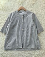 MHL MARGARET HOWELLノーカラー プルオーバーバンドカラーシャツ