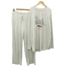 ジェラートピケオム GELATO PIQUE HOMME × ピーナッツ PEANUTS ルームウエア セットアップ 上下 カットソー 長袖 パンツ アンクル丈 スヌーピー M アイボリー /SY17 ■ECA001