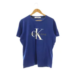 カルバンクラインジーンズ Calvin Klein Jeans Tシャツ カットソー 半袖 L ロイヤルブルー ホワイト /ES ■ECE003