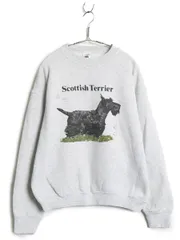 【お得なクーポン配布中!】 90s USA製 ドッグ アート イラスト プリント スウェット メンズ レディース L / オールド 犬 アニマル トレーナー 裏起毛 キャラクター 灰