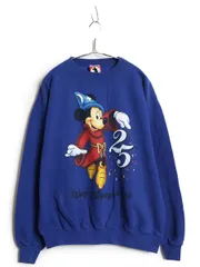 【お得なクーポン配布中!】 25周年 記念 90s USA製 ミッキー イラスト プリント スウェット メンズ レディース L オールド ディズニー トレーナー キャラクター 裏起毛