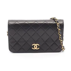 シャネル CHANEL ショルダーバッグ ミニマトラッセ フルフラップ ブラック ラムスキン（羊革） プッシュロック ミニマトラッセ チェーンショルダー レディース