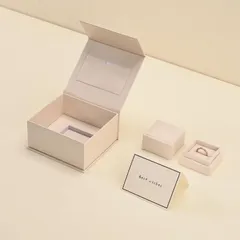 カード付き ギフトセット ケース 1個 高級 おしゃれ 記念日 指輪ケース プレゼントなどに適当 適格請求書に対応 Oirlv H19901 (ベージュ)